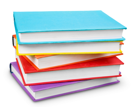 Collection stack of colored study books