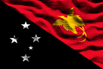 National flag  of Papua New Guinea. Background  with flag  of Papua New Guinea