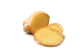 Ginger root isolated on white background.