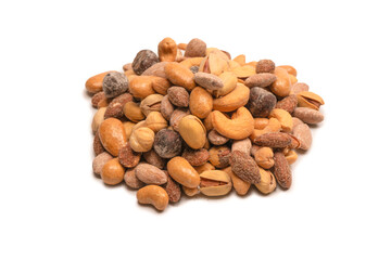  A group of almonds, pistachios, walnuts, macadamia, cashews.