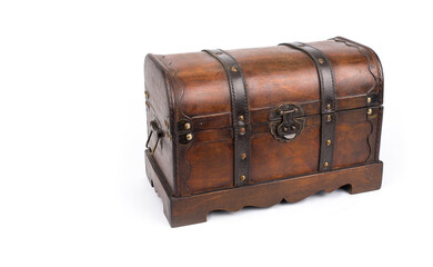 Old wooden chest on a white background