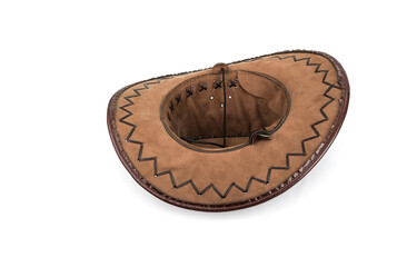Back side of New leather cowboy hat