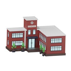 School Building 17 Left Angle 3D Illustration