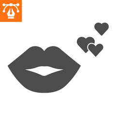 Lips solid icon, glyph style icon for web site or mobile app, love and mouth, kiss vector icon, simple vector illustration, vector graphics with editable strokes.