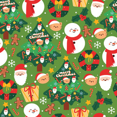 seamless pattern cartoon christmas element. cute christmas wallpaper for gift wrap paper, background
