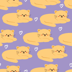 seamless pattern cartoon cat. cute animal wallpaper for gift wrap paper, textile