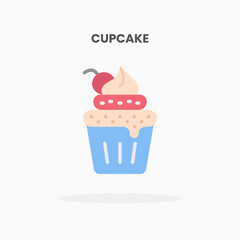 Cupcake icon flat. Vector illustration on white background. Can used for web, app, digital product, presentation, UI and many more.