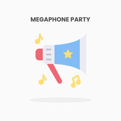 Megaphone party icon flat. Vector illustration on white background. Can used for web, app, digital product, presentation, UI and many more.