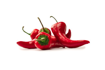 Red hot chili pepper isolated on a white background.