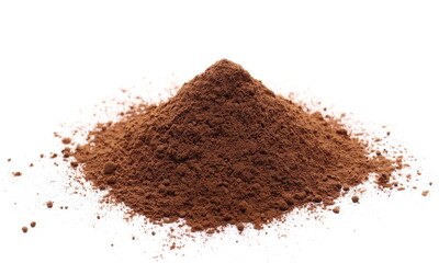 Ground cocoa powder isolated on white