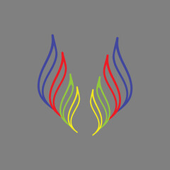 rainbow colored flame vector illustration logo, modern trend, suitable for tattoo, mascot, icon, company, business, logo, brand, etc