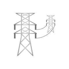 Electric tower Icon. Electric pylons. High voltage pole. Power transmission tower. Isolated on White Background. Vector Illustration.
