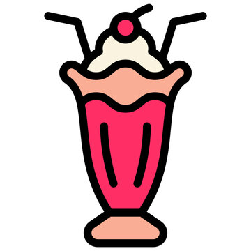 pink milkshake with whipped cream and cherry clip art preview