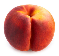 Red Peach fruit isolated on white background, Fresh Red Peach on White Background With clipping path