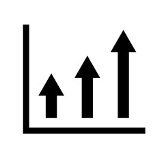 Bar graph icon in the shape of an ascending arrow. Vector.