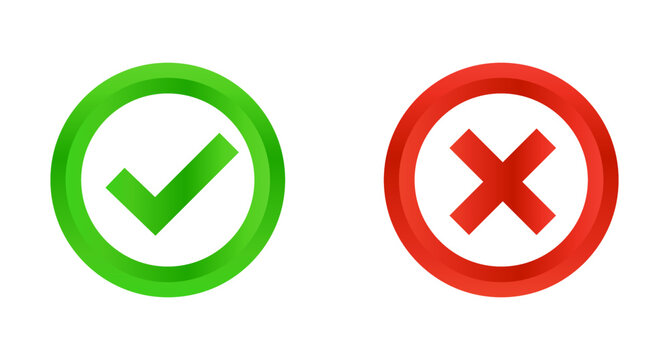 Check and cross mark icon set with gradient. Permitted and prohibited. Vector.