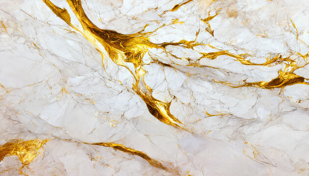 Fototapeta Golden luxurious marble textured background. Abstract design, 4k wallpaper. AI