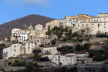 Fototapeta na wymiar Picinisco, Italy - December 21, 2022: View of the town in the province of Frosinone