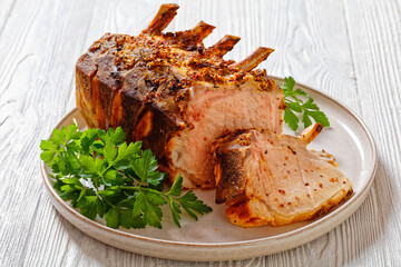 Standing Juicy Pork Rib Roast, top view