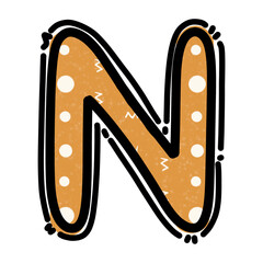 N alphabet letter png, orange background cute graphic