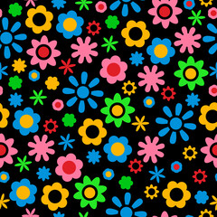 Bright simple flowers. Seamless summer pattern