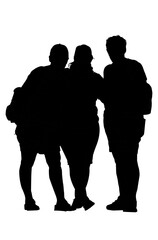 drawings of three silhouettes of people