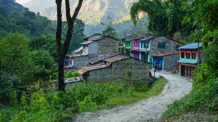 Cercles muraux Makalu Village in Nepal 
