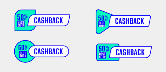 Caschback sticker collection. Money back label vector illustration.