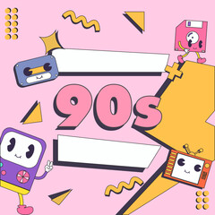 90s design banner, poster or landing page 