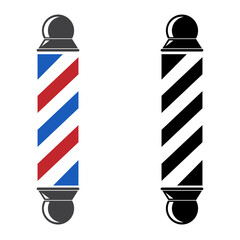 barber pole icon jpg illlustration design. the barbershop cylinder lights turned and lit
. Classic Barber shop Pole isolated on a white background jpeg
 - obrazy, fototapety, plakaty
