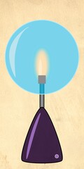illustrazione con lampada da tavolo e paralume sferico  su sfondo di carta ingiallita