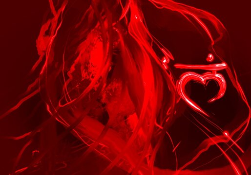 Muladhara red root chakra symbol , body energy system  background illustration 