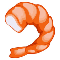 Boiled, peeled shrimp. Vector shrimp icon. Latin American cuisine.