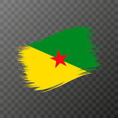 French Guiana national flag. Grunge brush stroke. Vector illustration on transparent background.