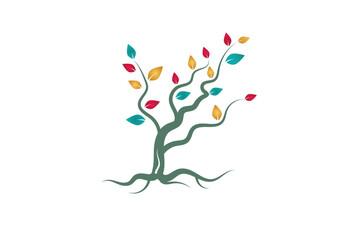 colorful tree logo design concept simple