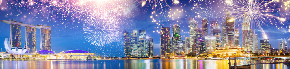 fireworks display over Singapore happy new year