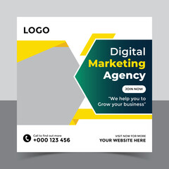 Digital marketing agency business promotion and Instagram post template, Social Media Post and Banner and web banner design template