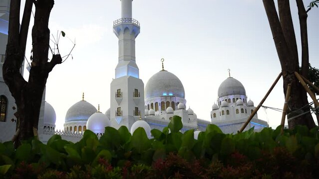 Sunset view of the Sheikh Zayed Grand Mosque in Surakarta, Central Java, Indonesia. Very beautiful and majestic.
