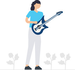 Woman playing guitar, Girl playing music on guitar, 
