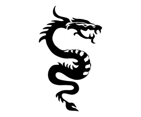 black and white chinese dragon logo