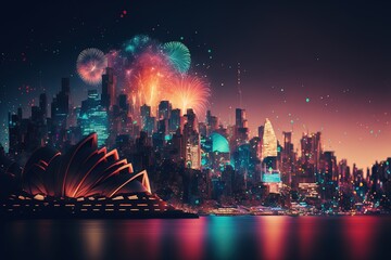 Fototapeta premium Sydney fireworks. Generative AI