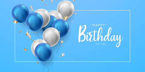 beautiful blue balloon background celebration birthday banner template vector illustration