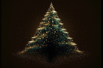 Abstract christmas tree made with particles background stock illustration. Generative AI
