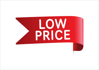 Low price label. Cost reduction icon. Discount price offer sign. Flat style