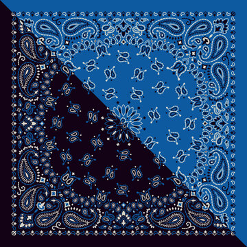 Split paisley print bandana fabric kerchief vector patchwork wallpaper