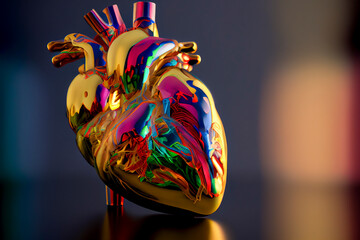 Fototapeta na wymiar Human heart, colorful generative ai illustration