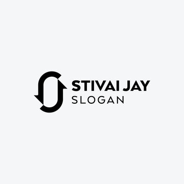 Letter SJ JS Simple Monogram Logo
