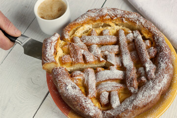 pie with cheese and coffe