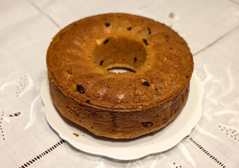 Traditional Ukrainian Easter Cake Kulich or Orthodox Christian Easter Bread.