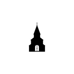 Black line Church building icon isolated on white background
